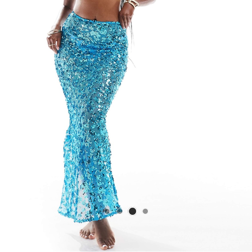 South Beach sequin mesh maxi skirt blue size extra small/
0